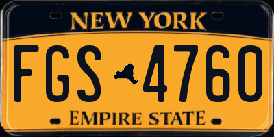 NY license plate FGS4760
