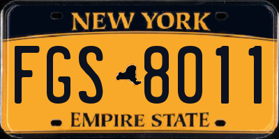 NY license plate FGS8011