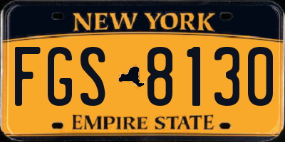 NY license plate FGS8130