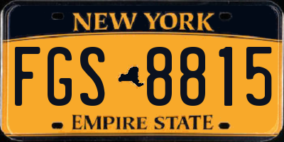 NY license plate FGS8815