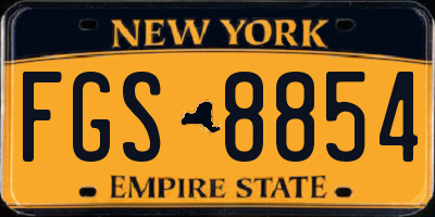 NY license plate FGS8854