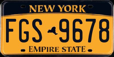 NY license plate FGS9678