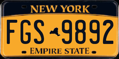 NY license plate FGS9892