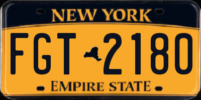 NY license plate FGT2180