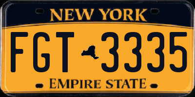NY license plate FGT3335