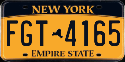 NY license plate FGT4165