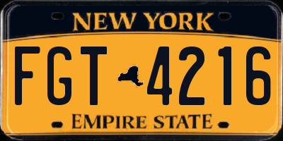 NY license plate FGT4216