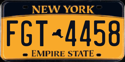 NY license plate FGT4458