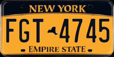 NY license plate FGT4745