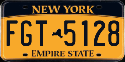NY license plate FGT5128
