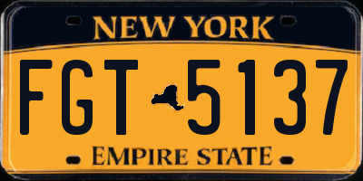 NY license plate FGT5137