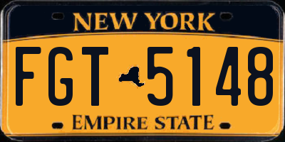 NY license plate FGT5148