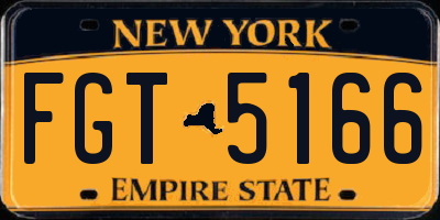 NY license plate FGT5166