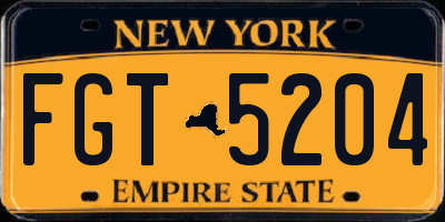 NY license plate FGT5204