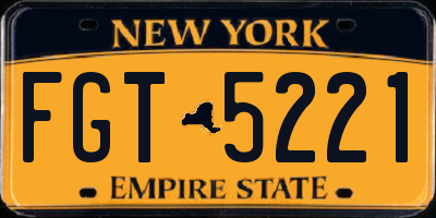 NY license plate FGT5221