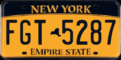 NY license plate FGT5287