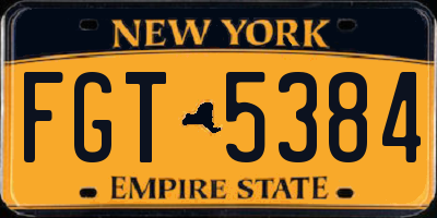 NY license plate FGT5384