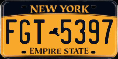 NY license plate FGT5397
