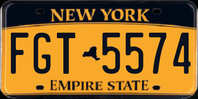 NY license plate FGT5574