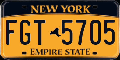 NY license plate FGT5705