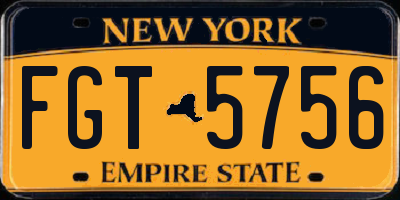 NY license plate FGT5756