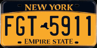 NY license plate FGT5911