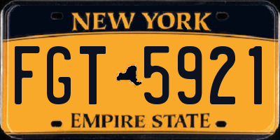 NY license plate FGT5921