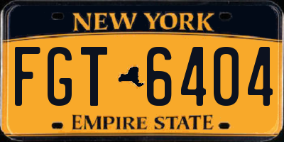 NY license plate FGT6404