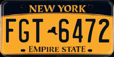 NY license plate FGT6472