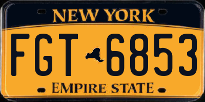 NY license plate FGT6853