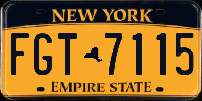 NY license plate FGT7115
