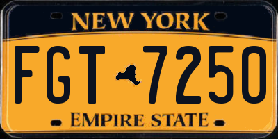 NY license plate FGT7250