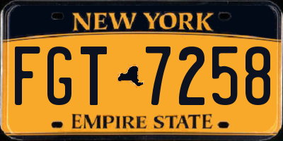 NY license plate FGT7258