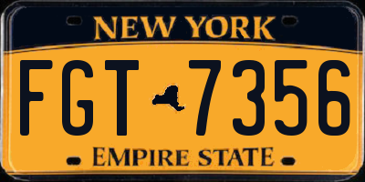 NY license plate FGT7356