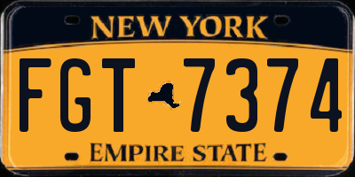 NY license plate FGT7374