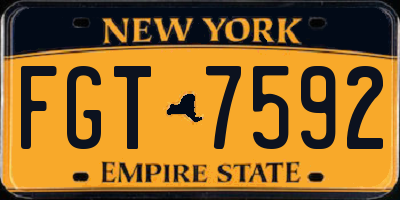 NY license plate FGT7592