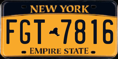 NY license plate FGT7816