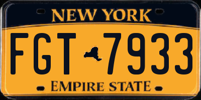 NY license plate FGT7933