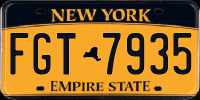 NY license plate FGT7935