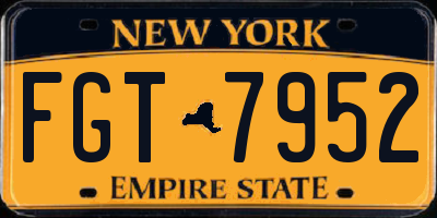 NY license plate FGT7952