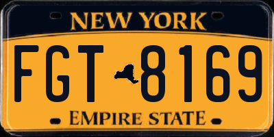 NY license plate FGT8169