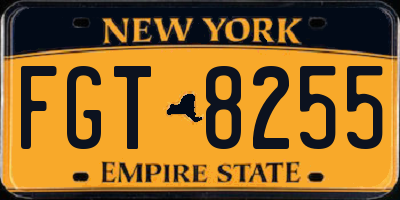 NY license plate FGT8255