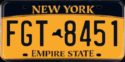 NY license plate FGT8451