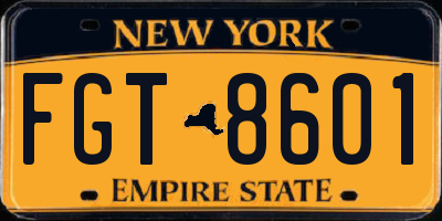 NY license plate FGT8601