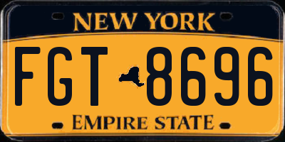 NY license plate FGT8696