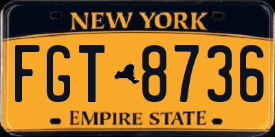 NY license plate FGT8736
