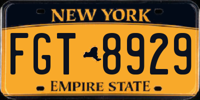 NY license plate FGT8929