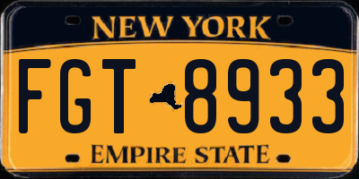 NY license plate FGT8933