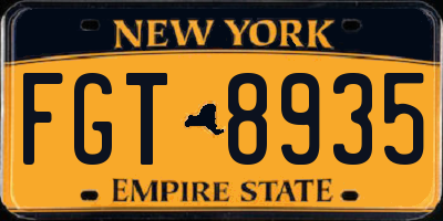 NY license plate FGT8935