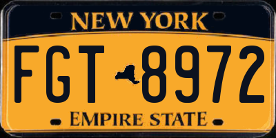 NY license plate FGT8972